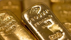 Two hundred and fifty gram gold bars arranged at Gold Investments Ltd. bullion dealers in London, U.K., on Thursday, March 17, 2022.