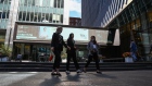 Women walking in the Toronto financial district